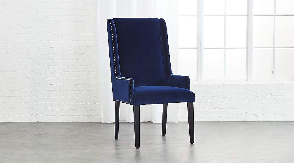 Reynolds Navy Velvet Chair + Reviews | Cb2. High Back Chair Regarding Reynolds Armchairs (Gallery 4 of 20)