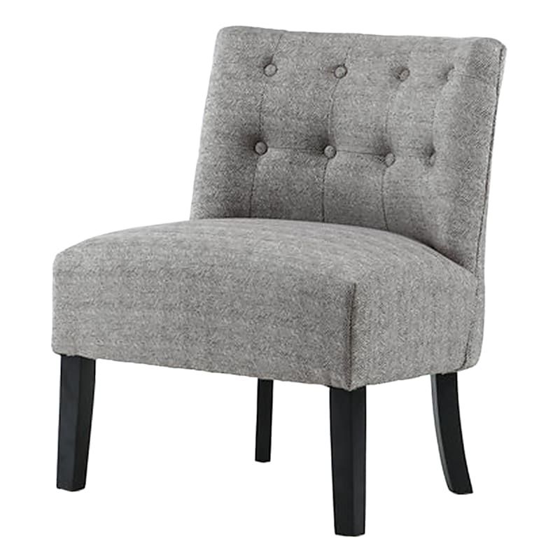 Rich Grey Tufted Armless Accent Chair With Performace Fabric Pertaining To Armless Upholstered Slipper Chairs (Gallery 20 of 20)