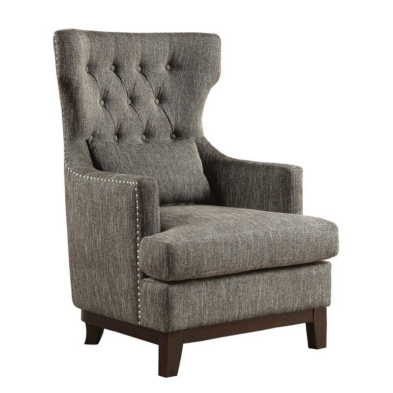 Ridgemark Fabric Upholstered Wingback Chair Within Galesville Tufted Polyester Wingback Chairs (View 8 of 20)