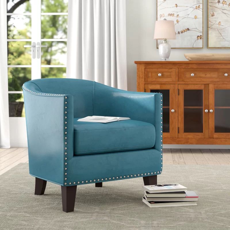Sangster 28.75" W Faux Leather Barrel Chair In 2020 | Barrel Inside Liston Faux Leather Barrel Chairs (Gallery 16 of 20)