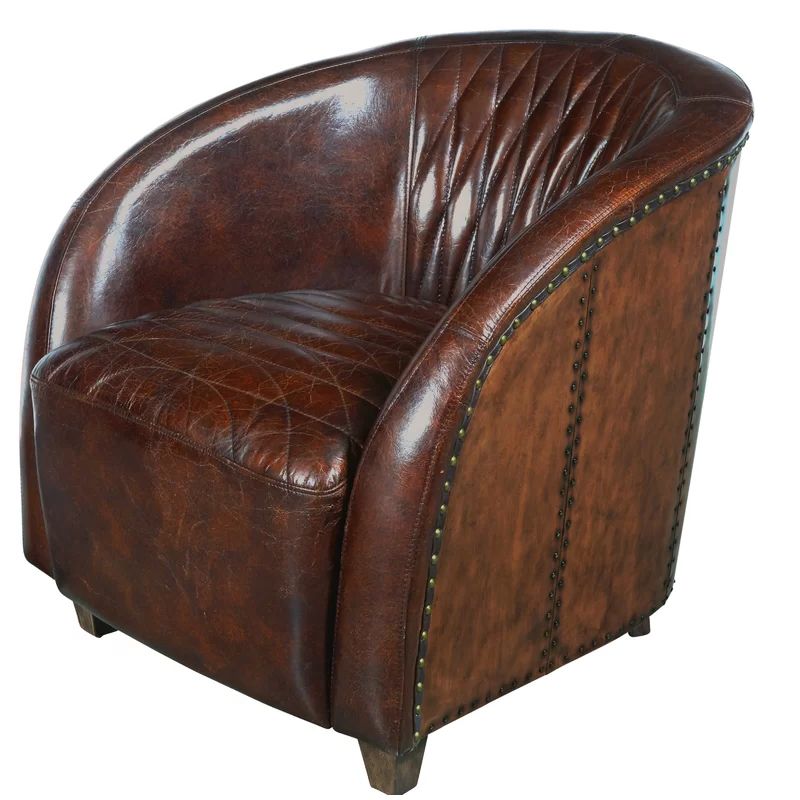 Sheldon 29" W Tufted Top Grain Leather Club Chair | Leather With Sheldon Tufted Top Grain Leather Club Chairs (View 3 of 20)