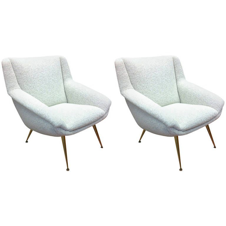 Style Of Gio Ponti Pair Of Metal Leg Chairs, Newly Covered For Lounge Chairs With Metal Leg (View 11 of 20)