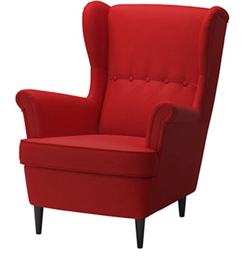 Transitional Wingback Accent Chair With Midcentury Legs In Red Colour Pertaining To Lau Barrel Chairs (View 7 of 20)