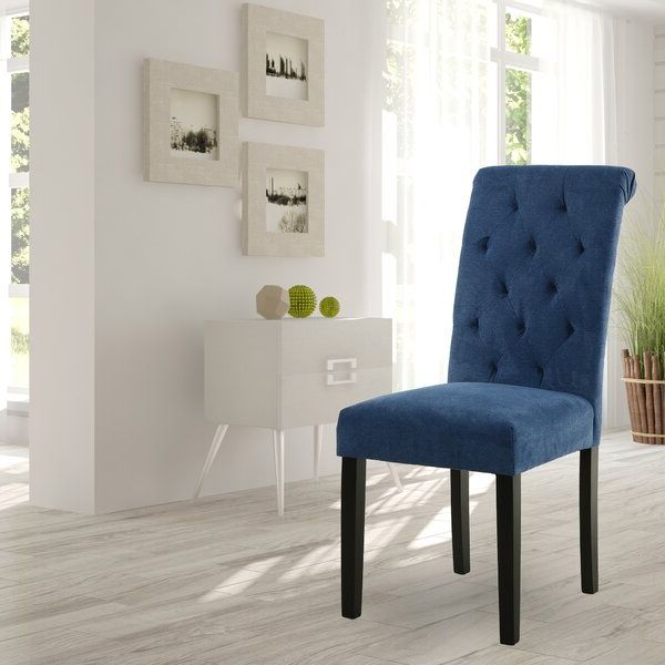 White Tufted Upholstered Chair With Regard To Madison Avenue Tufted Cotton Upholstered Dining Chairs (set Of 2) (View 4 of 20)