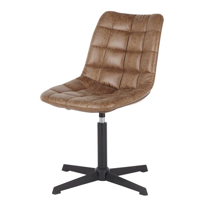 Zaida 25.5" W Tufted Faux Leather Swivel Side Chair Intended For Brister Swivel Side Chairs (Gallery 19 of 20)