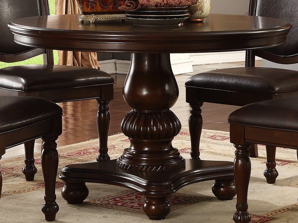 2019 Corvena 48'' Pedestal Dining Tables Within Fox Knoll 48" Round Carved Pedestal Dining Table Set W/bun (View 16 of 20)