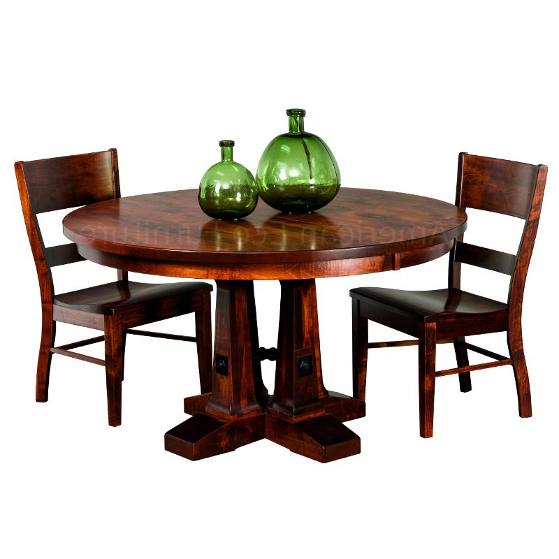 2019 Gaspard Maple Solid Wood Pedestal Dining Tables Pertaining To Verna Pedestal Dining Table Made In Usa (View 4 of 20)