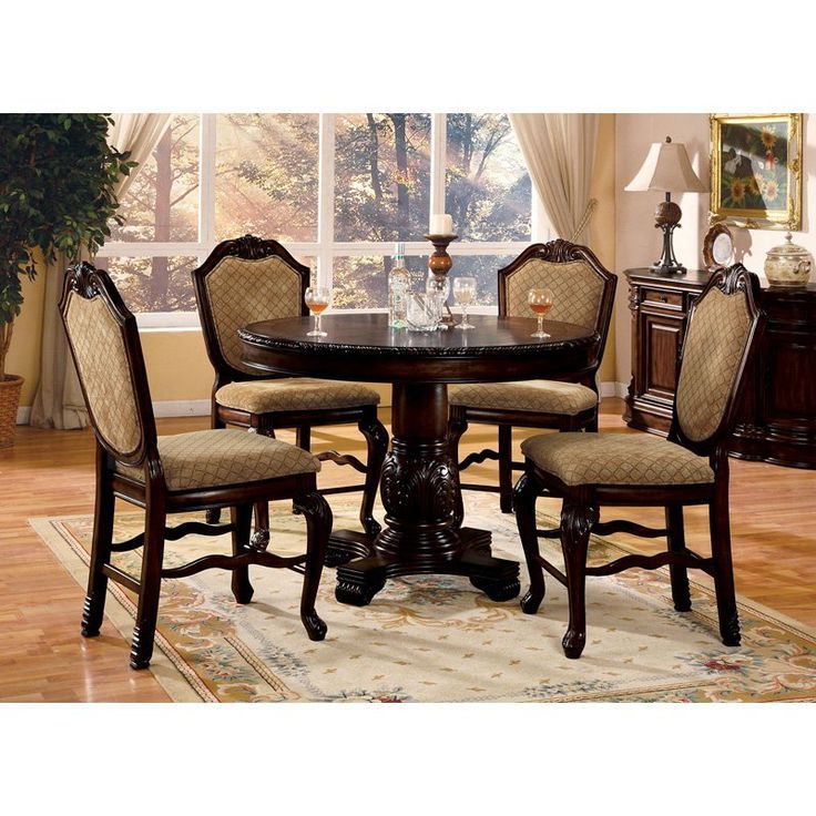 2019 Nakano Counter Height Pedestal Dining Tables Regarding Acme Furniture Chateau De Ville 5 Piece Counter Height (View 5 of 20)