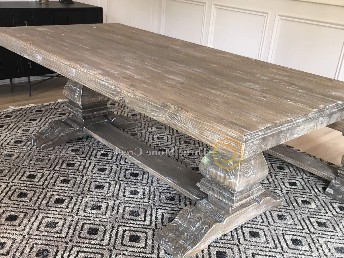 2020 Baluster Double Pedestal Trestle With 3" Top And Rustic With Nashville 40'' Pedestal Dining Tables (Gallery 6 of 20)