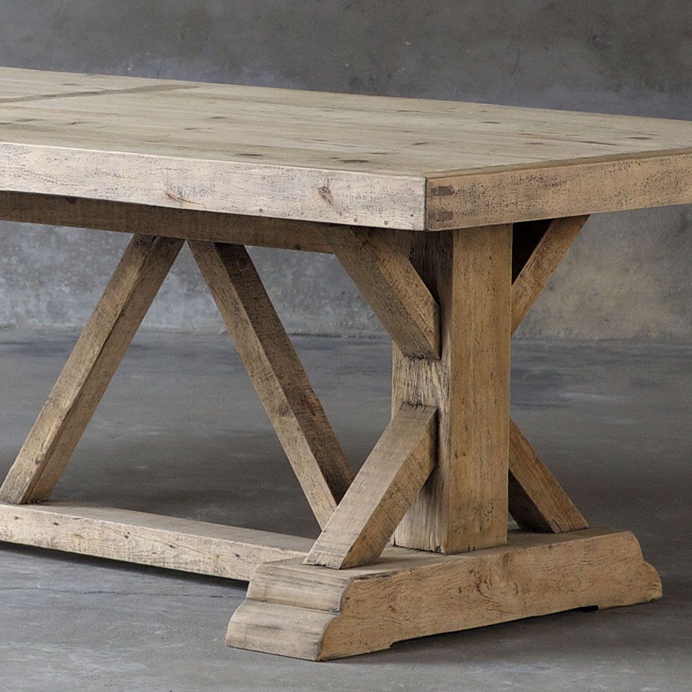 2020 Reclaimed Pine Trestle Dining Table – Mecox Gardens With Regard To Alexxes 38'' Trestle Dining Tables (Gallery 19 of 20)