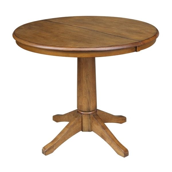 28'' Pedestal Dining Tables Inside Popular 36" Round Pedestal Dining Table With 12" Leaf – Pecan (View 1 of 20)
