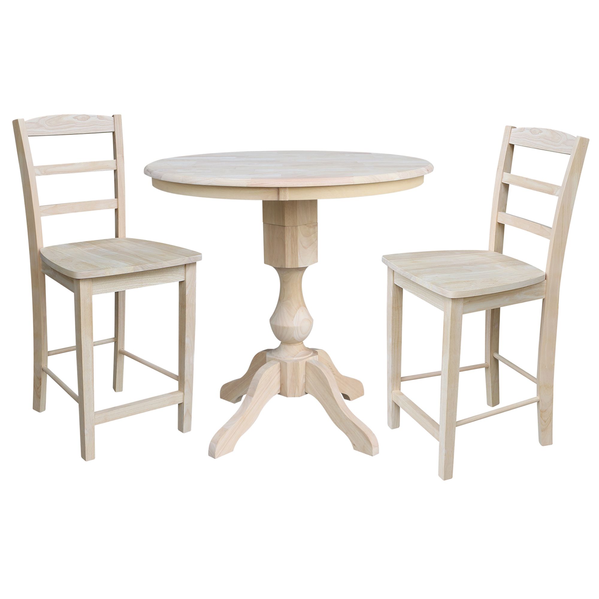 36" Round Top Pedestal Counter Height Table With 2 Madrid For 2020 Bar Height Pedestal Dining Tables (View 4 of 20)