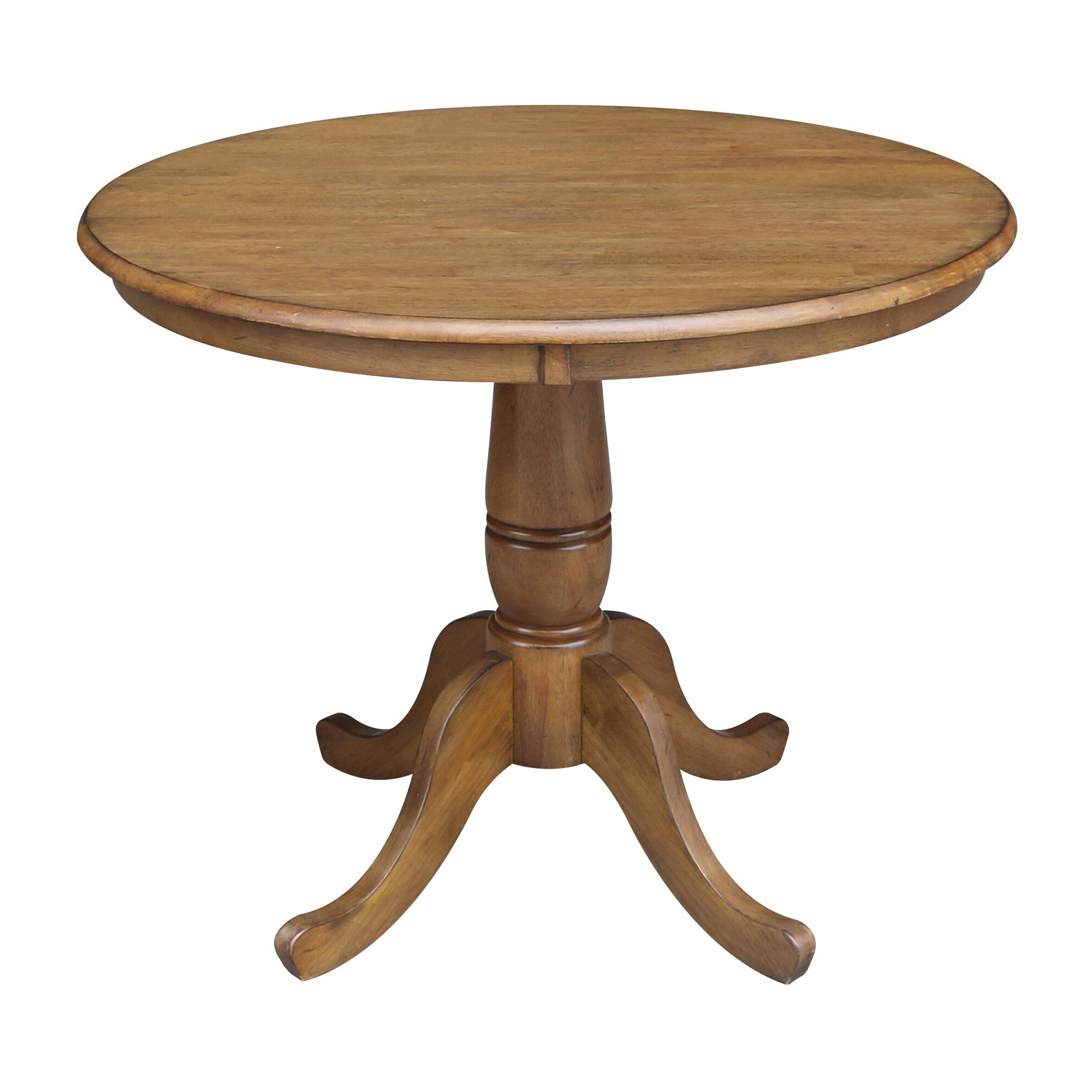 36" Round Top Pedestal Dining Table With 2 San Remo Chairs Regarding Well Known Bineau 35'' Pedestal Dining Tables (View 1 of 20)
