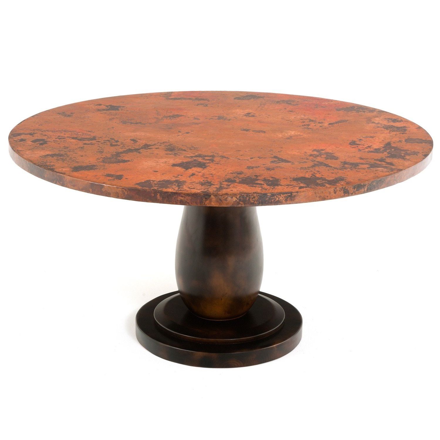 47'' Pedestal Dining Tables Inside Latest Hand Hammered Copper Pedestal Base Dining Table (View 8 of 20)