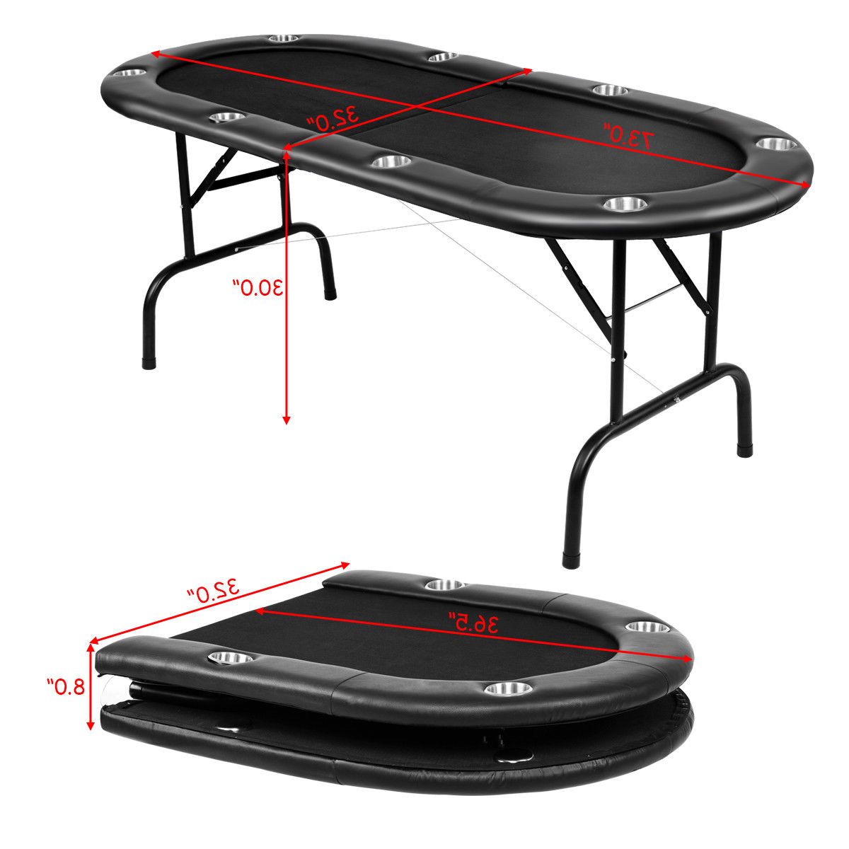 48" 6 – Player Poker Tables Intended For Most Current Gymax Foldable 8 Player Folding Poker Table Casino Texas (View 15 of 20)