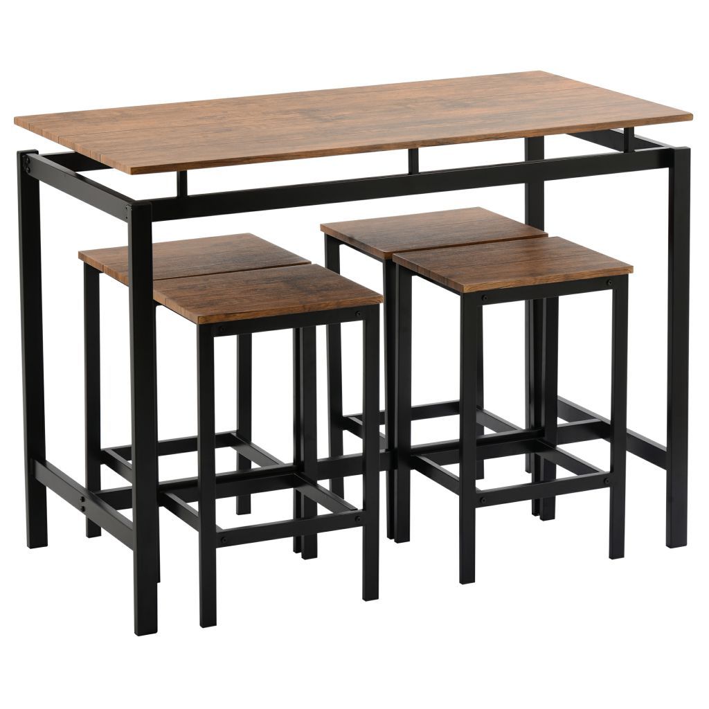 5 Pieces Kitchen Counter Height Table Set, Industrial Inside Most Recently Released Grimaldo 23.6'' Iron Dining Tables (Gallery 4 of 20)