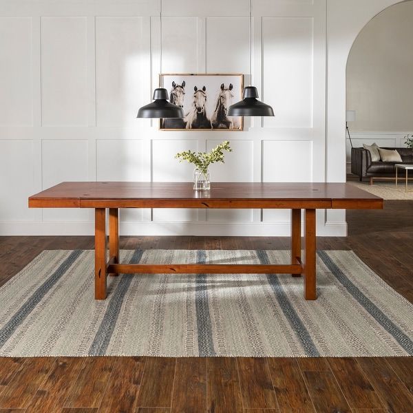 68 Inch Rustic Dark Oak Wood Trestle Base Dining Table In Trendy Akito  (View 13 of 20)