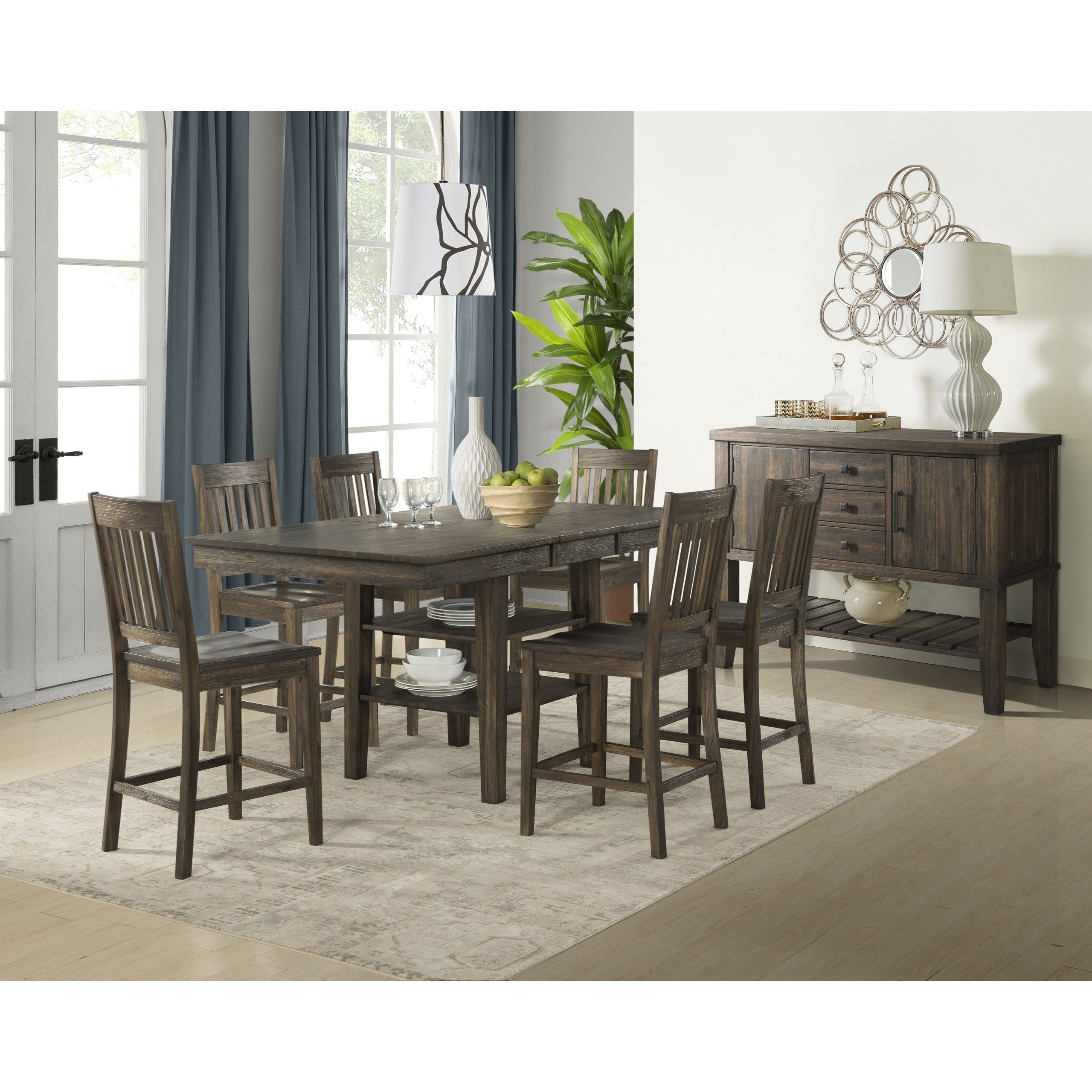 Aamerica Huron Transitional Solid Wood Counter Height Throughout Most Popular Nakano Counter Height Pedestal Dining Tables (View 13 of 20)