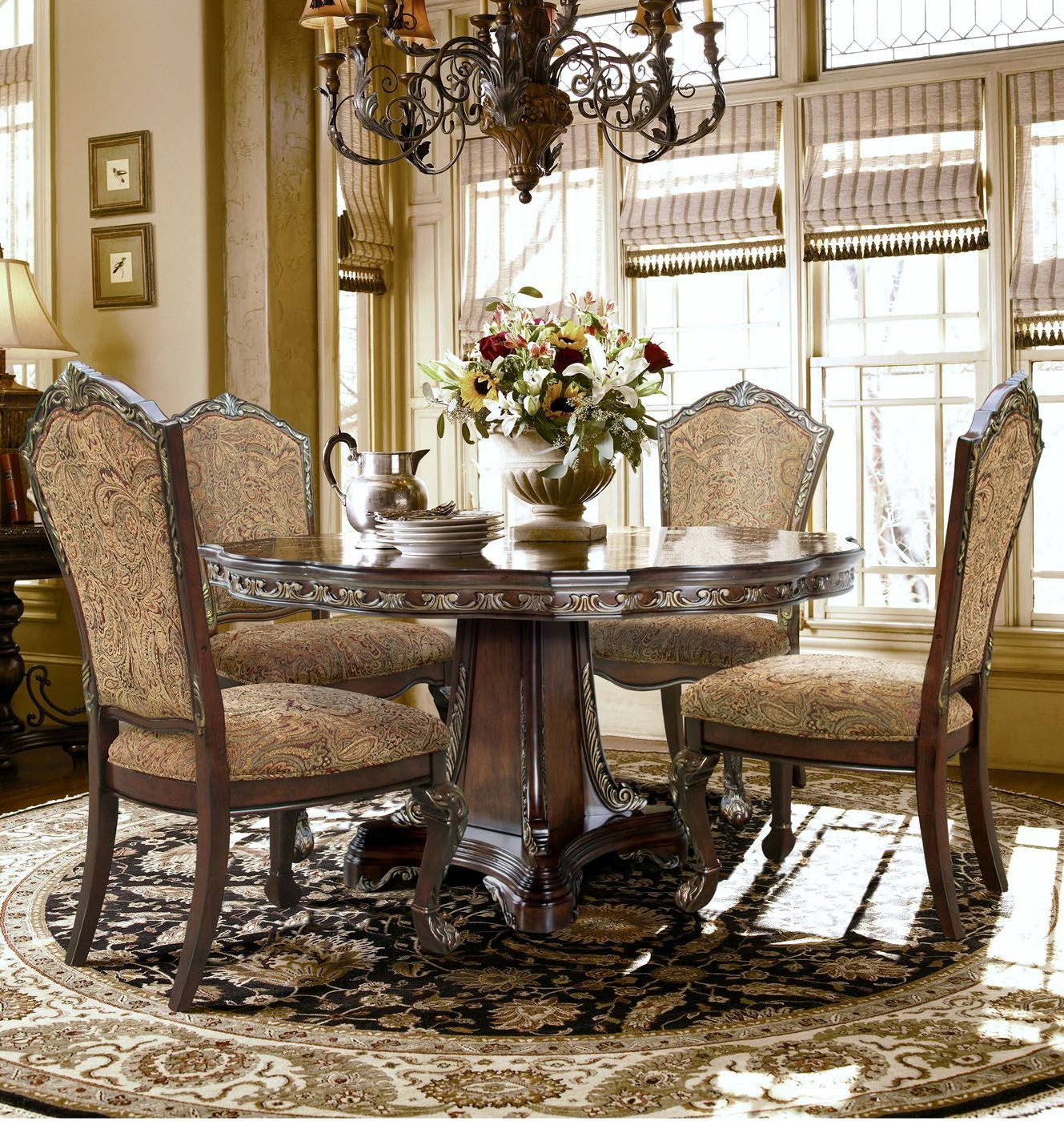 Andrea Formal 60" Round Dining Table Traditional Cherry Throughout Most Recently Released Classic Dining Tables (View 7 of 20)