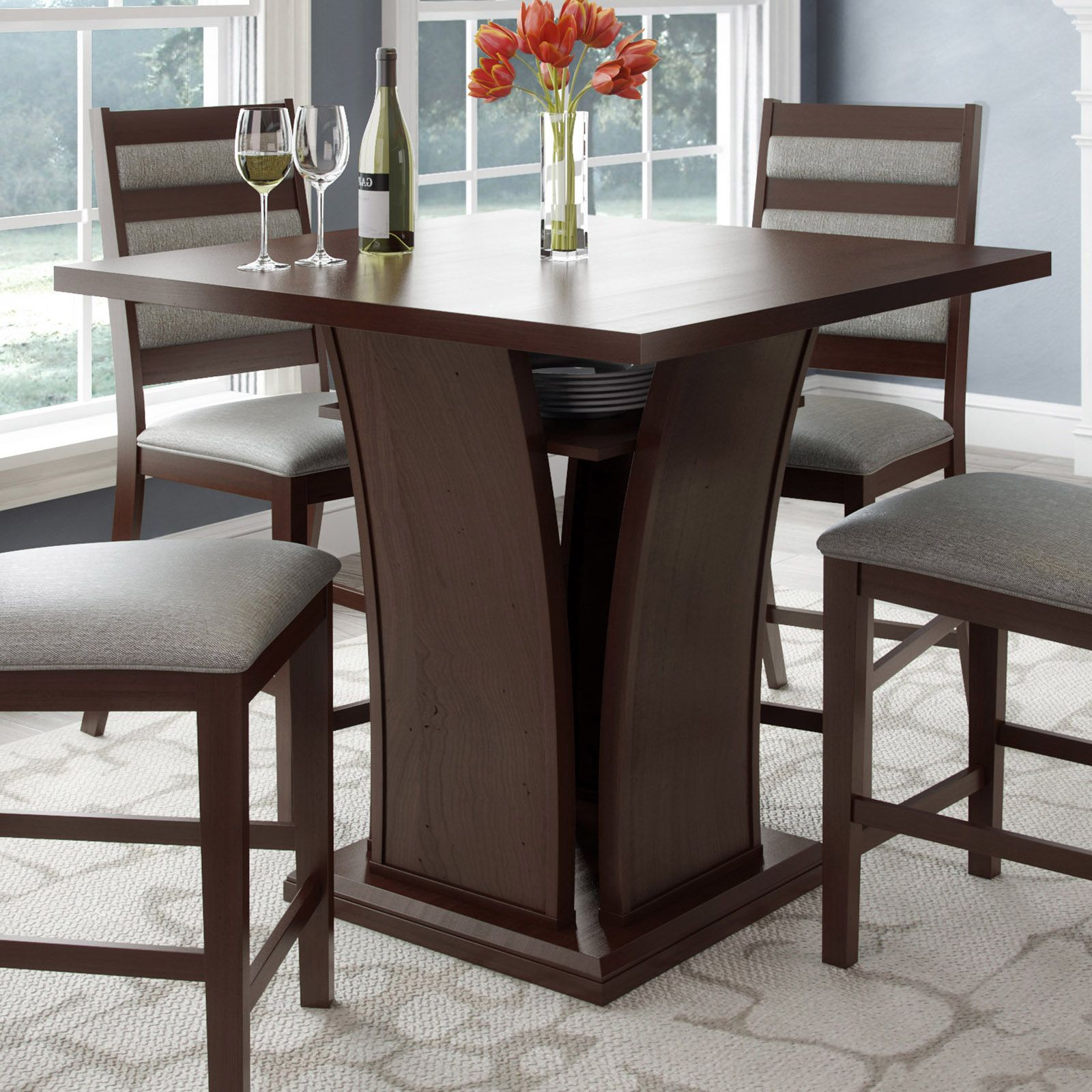 Andrelle Bar Height Pedestal Dining Tables With Regard To Popular Corliving Bistro Counter Height Dining Table With Curved (View 4 of 20)