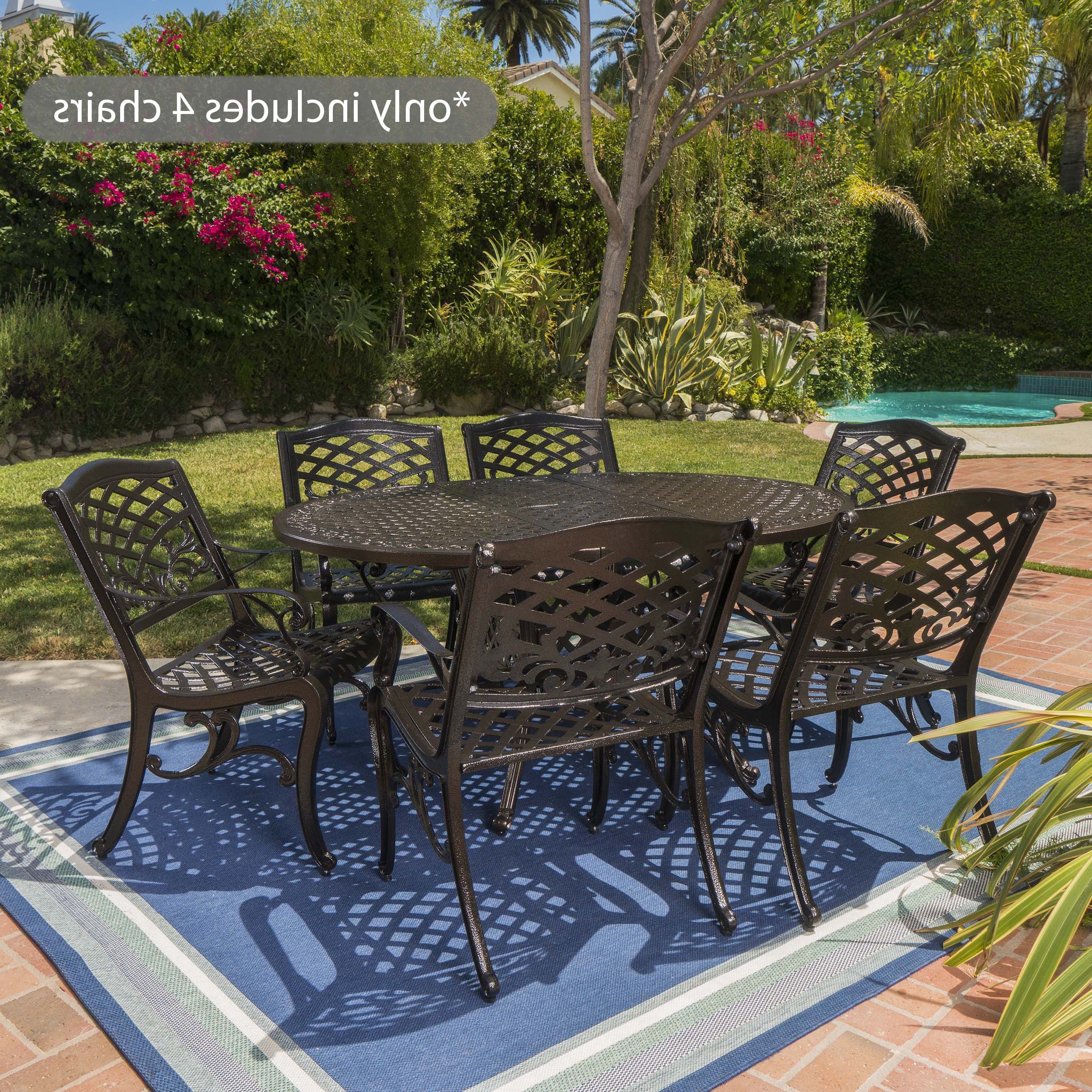 Andria Outdoor 5 Piece Aluminum Dining Set With Expandable Throughout Preferred Eleni 35'' Dining Tables (View 8 of 20)
