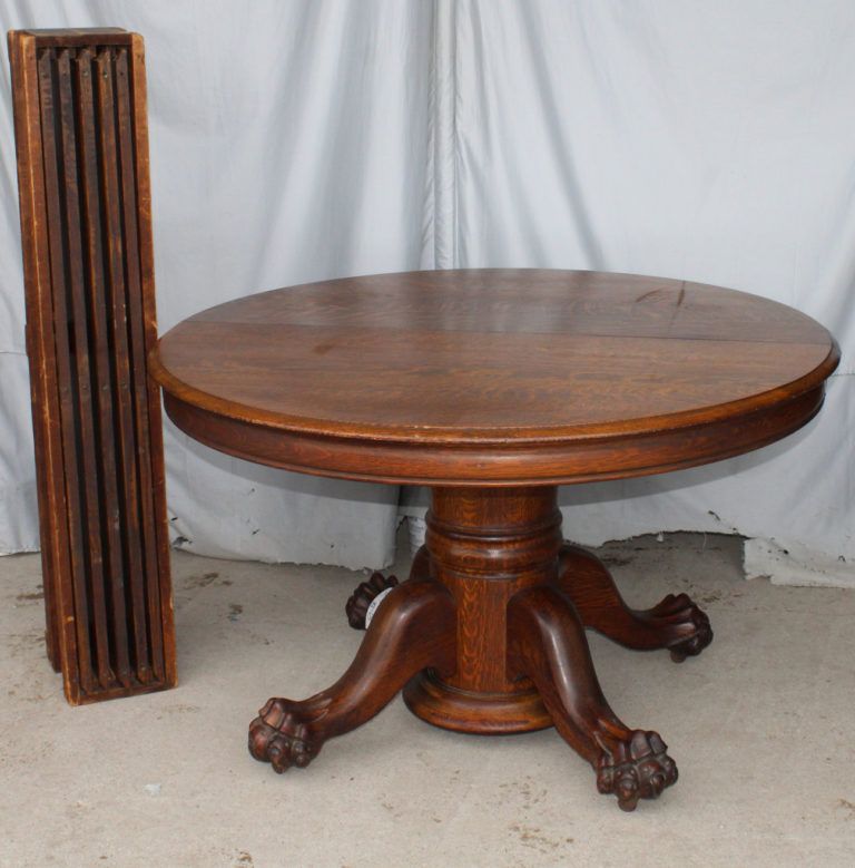 Antique Round Oak Dining Table For Newest Sevinc Pedestal Dining Tables (View 2 of 20)