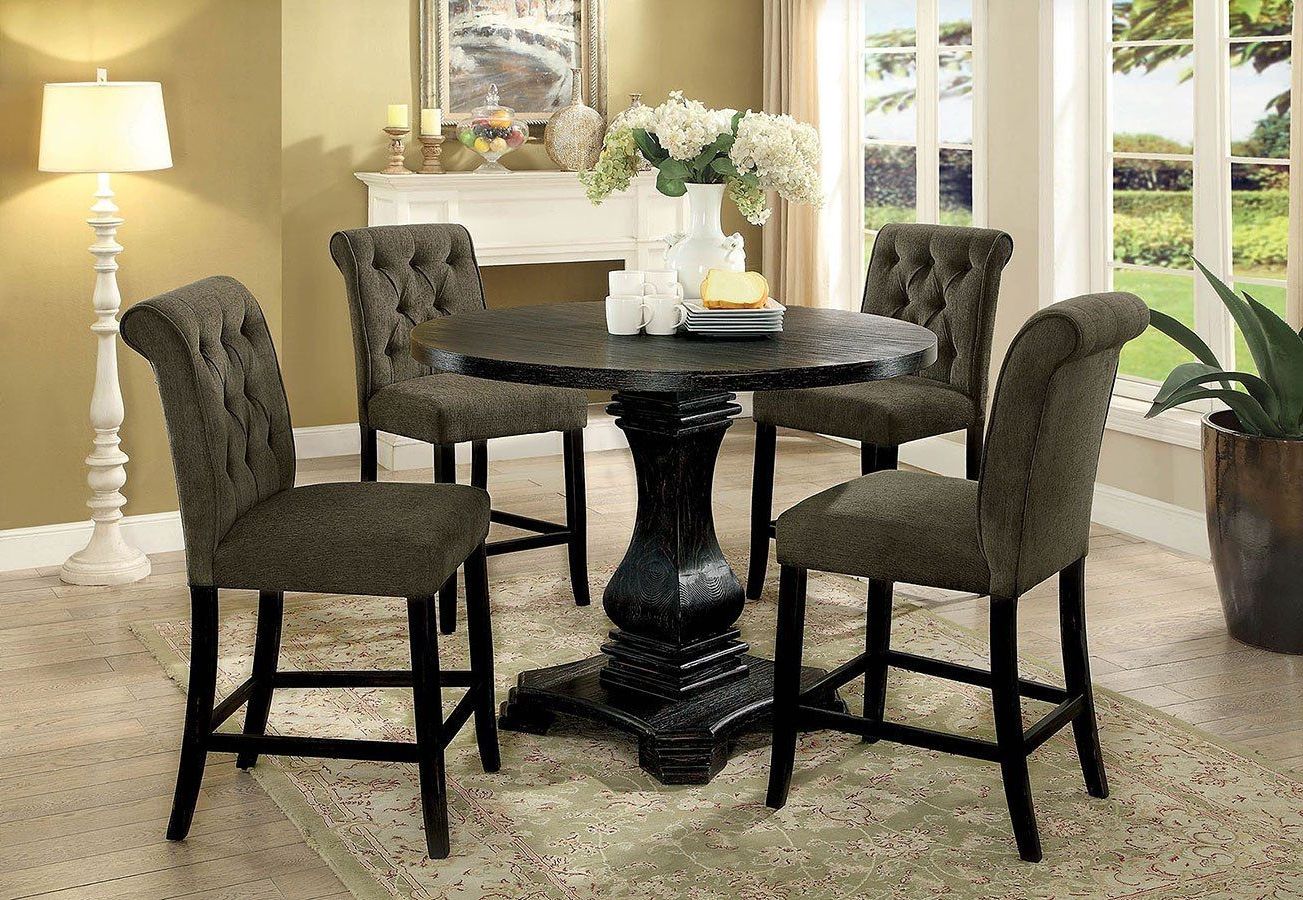 Barra Bar Height Pedestal Dining Tables With Most Popular Nerissa Counter Height Dining Set (antique Black (View 6 of 20)