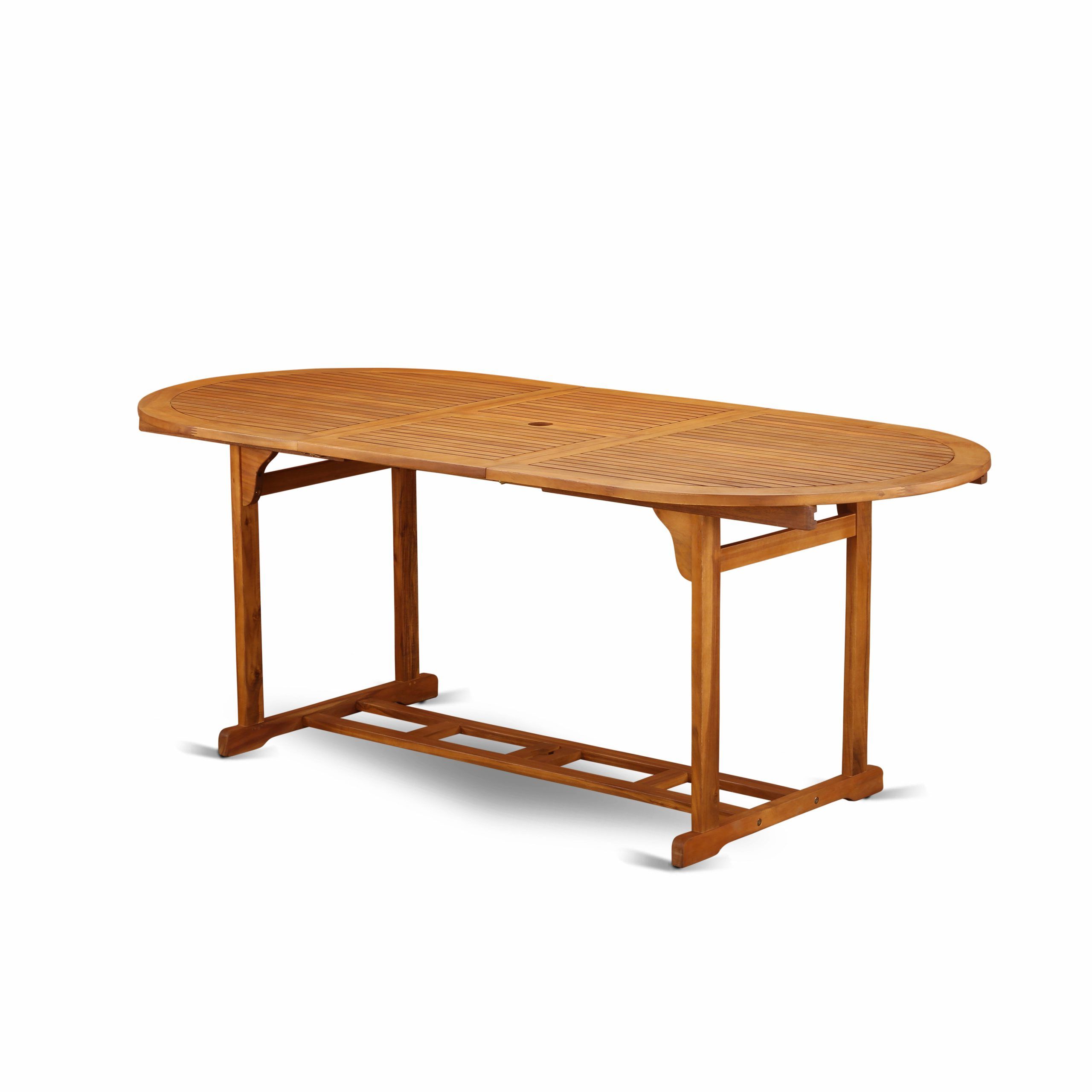 Bbstxna Oval Terrace Acacia Solid Wood Dining Table With Fashionable Folcroft Acacia Solid Wood Dining Tables (View 4 of 20)