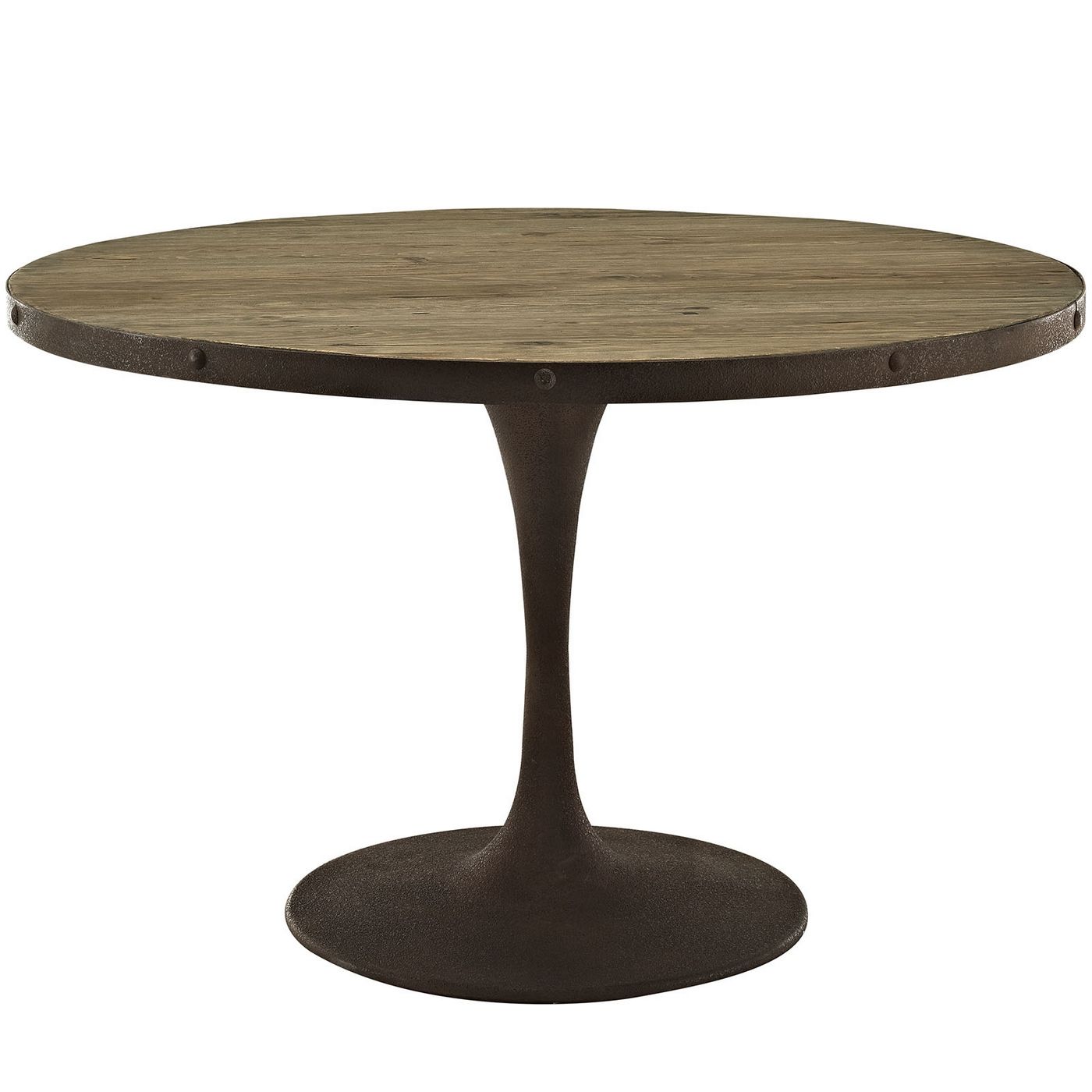 Best And Newest Drive Rustic 48" Round Wood Top Dining Table W/ Iron Intended For 28'' Pedestal Dining Tables (View 16 of 20)