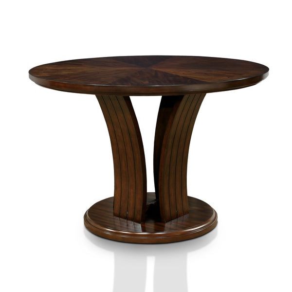 Best And Newest Furniture Of America Crezena Flared Pedestal Dark Oak Regarding Bushrah Counter Height Pedestal Dining Tables (View 16 of 20)