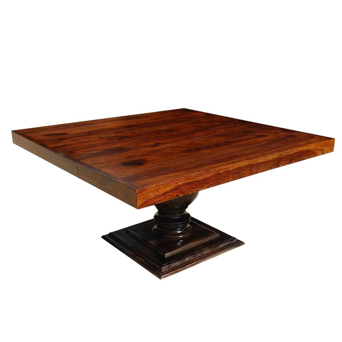 Best And Newest Sevinc Pedestal Dining Tables Regarding Minneapolis Rustic Solid Wood Fusion Pedestal Square (View 15 of 20)