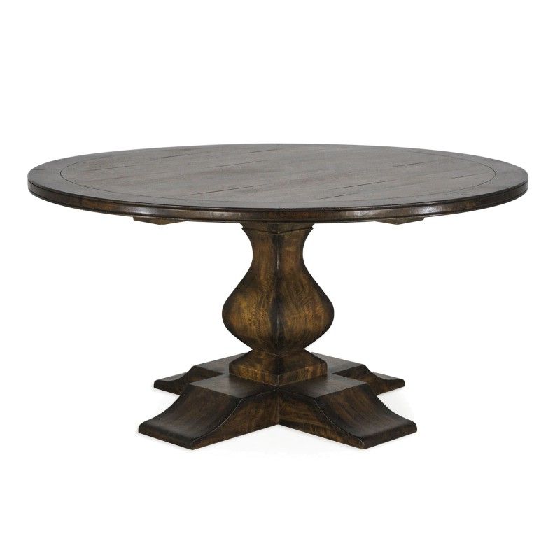 Bineau 35'' Pedestal Dining Tables Inside Fashionable Vauroux Mango Wood Round Pedestal Dining Table, 152cm (View 2 of 20)