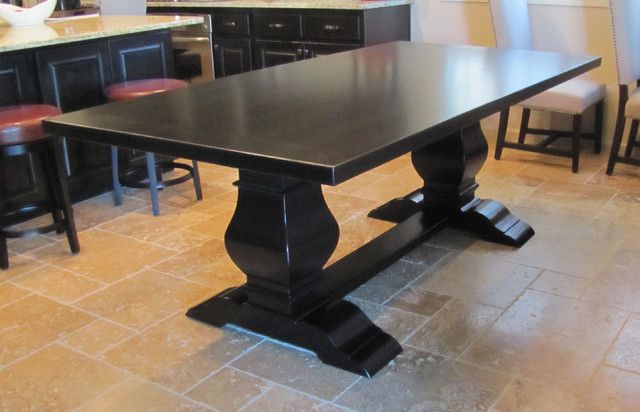 Black Lacquer Trestle Table – Traditional – Dining Tables Throughout Well Known Nerida Trestle Dining Tables (View 14 of 20)