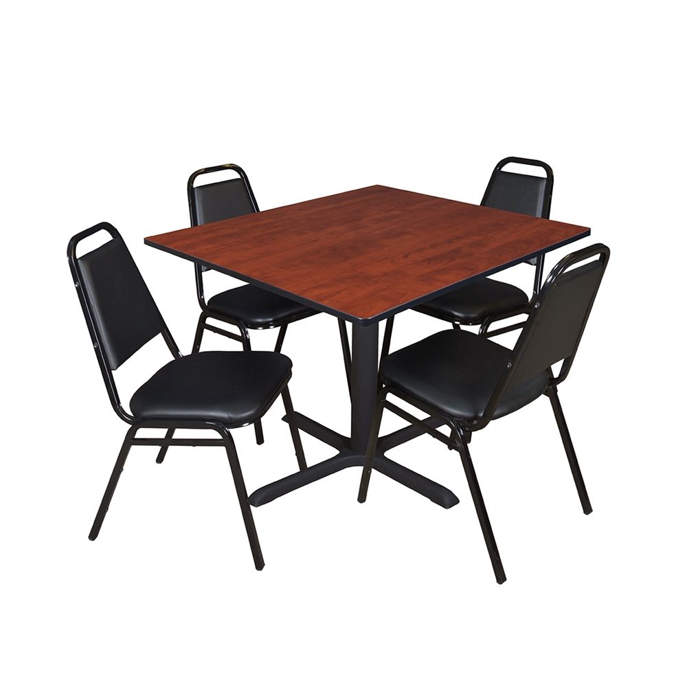 Cain 48" Square Breakroom Table  Cherry & 4 Restaurant Intended For Preferred Mode Square Breakroom Tables (View 4 of 20)