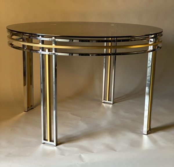 Chrome And Brass 1980's Dining Table – Tables/guéridons For Newest Gunesh  (View 14 of 20)