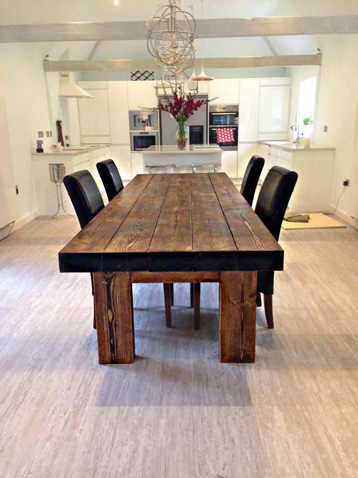 Chunky Solid Wood Rustic Magnum Beam Dining Table In 2020 Regarding 2019 Hetton 38'' Dining Tables (View 3 of 20)