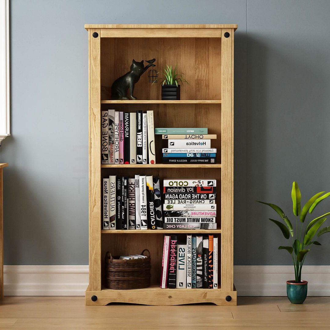 Corona Panama Bookcase Display Unit Solid Pine Waxed Inside Recent Cammack  (View 6 of 20)