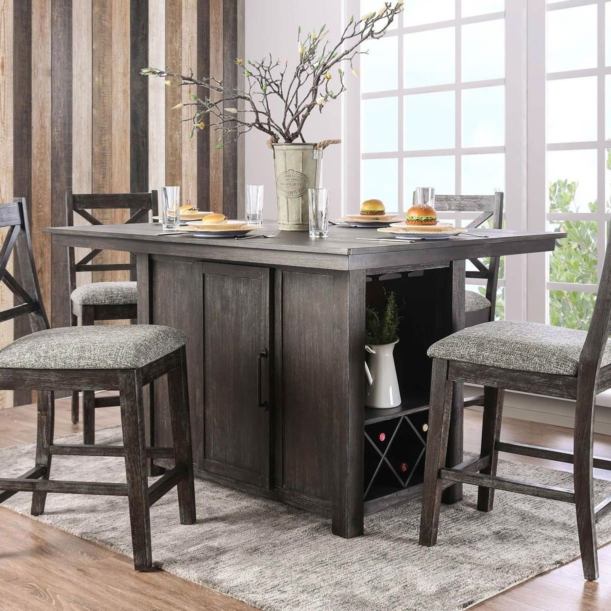 Counter Height Pedestal Dining Tables In Recent Furniture Of America – Foa Faulkton Cm3391pt Table Counter (View 13 of 20)