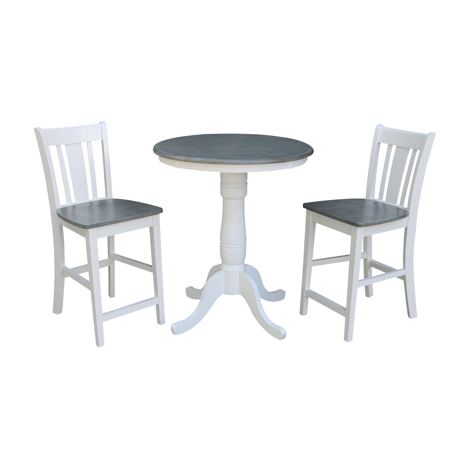Counter Height Pedestal Dining Tables Pertaining To Fashionable 30" Round Pedestal Gathering Height Table With 2 San Remo (Gallery 19 of 20)