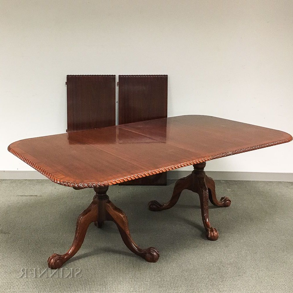 Current Chippendale Style Mahogany Double Pedestal Dining Table Throughout Kirt Pedestal Dining Tables (View 10 of 20)