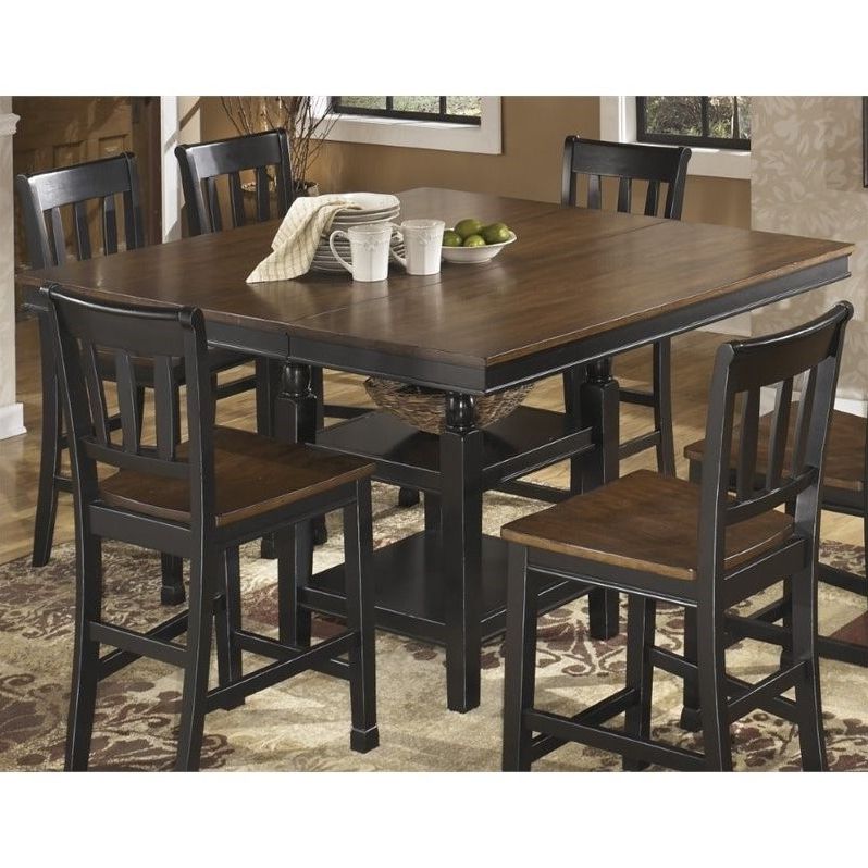 Current Counter Height Extendable Dining Tables In Ashley Owingsville Extendable Counter Height Dining Table (View 11 of 20)