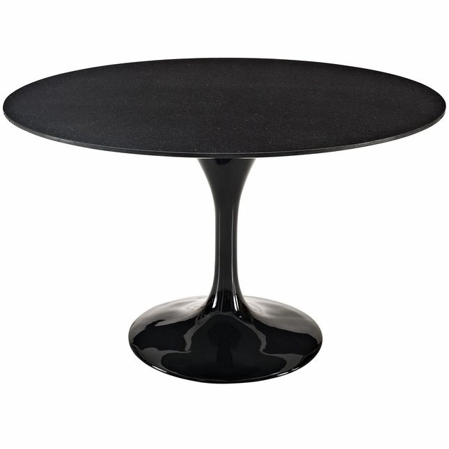 Current Lippa 48" Round Marble Top Dining Table With Lacquered With Regard To 47'' Pedestal Dining Tables (View 13 of 20)