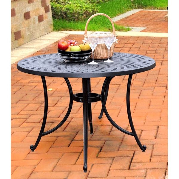 Current Shop Sedona Charcoal Black Cast Aluminum 42 Inch Dining Pertaining To 49'' Dining Tables (View 15 of 20)