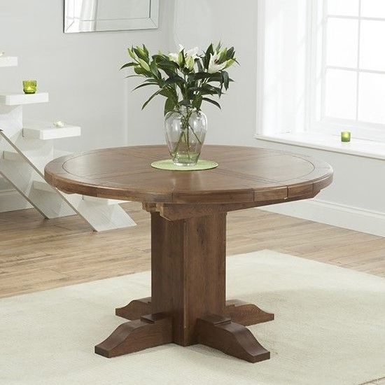 Current Tor Round Extending Dining Table In Dark Oak (View 16 of 20)