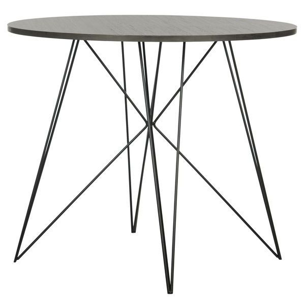 Dellaney 35'' Iron Dining Tables Pertaining To Well Liked Safavieh Marino Dark Grey / Black Round Dining Table –  (View 18 of 20)
