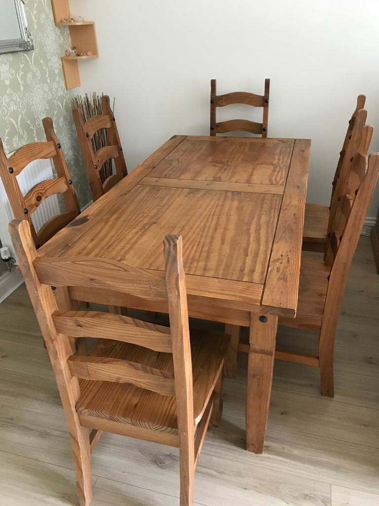 Dining Table And 6 Chairs – Solid Pine (Gallery 19 of 20)