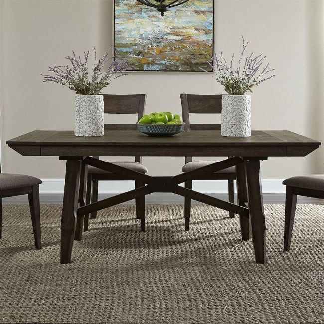 Double Brindge Trestle Dining Table Liberty Furniture Throughout Most Recent Trestle Dining Tables (View 2 of 20)