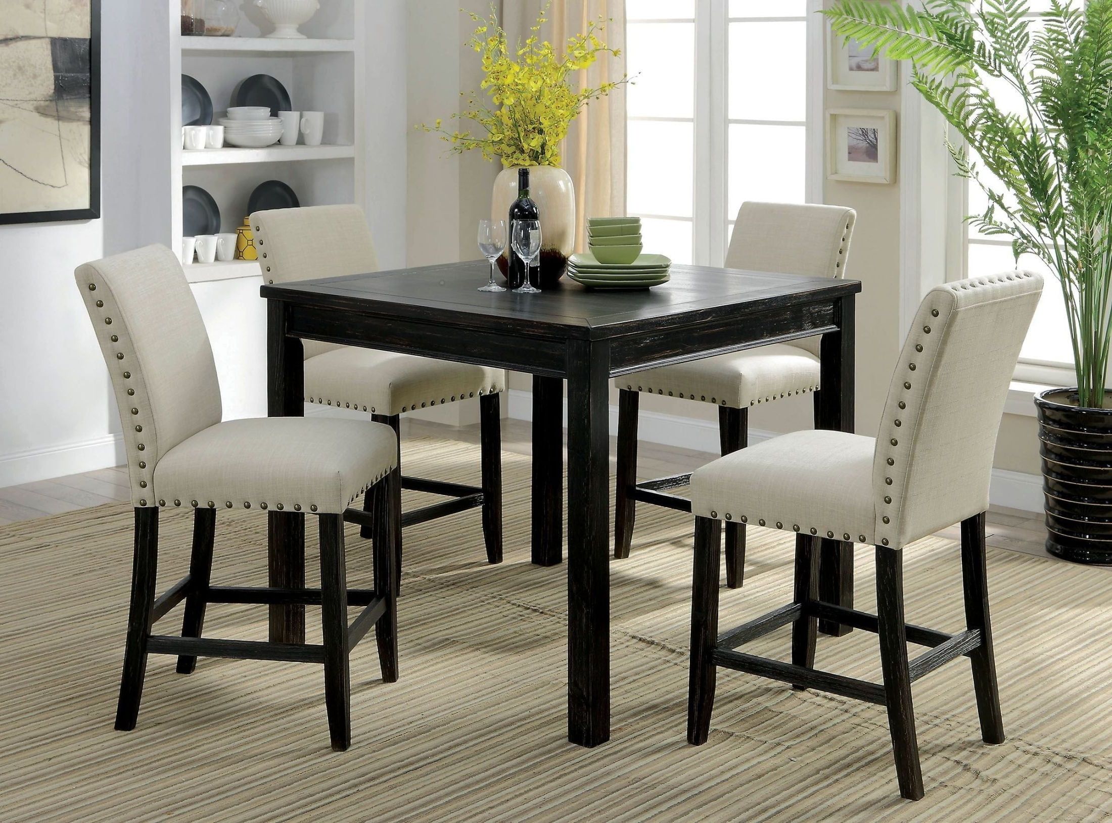 Eduarte Counter Height Dining Tables Regarding Current Kristie Antique Black Counter Height Dining Table Set From (View 8 of 20)