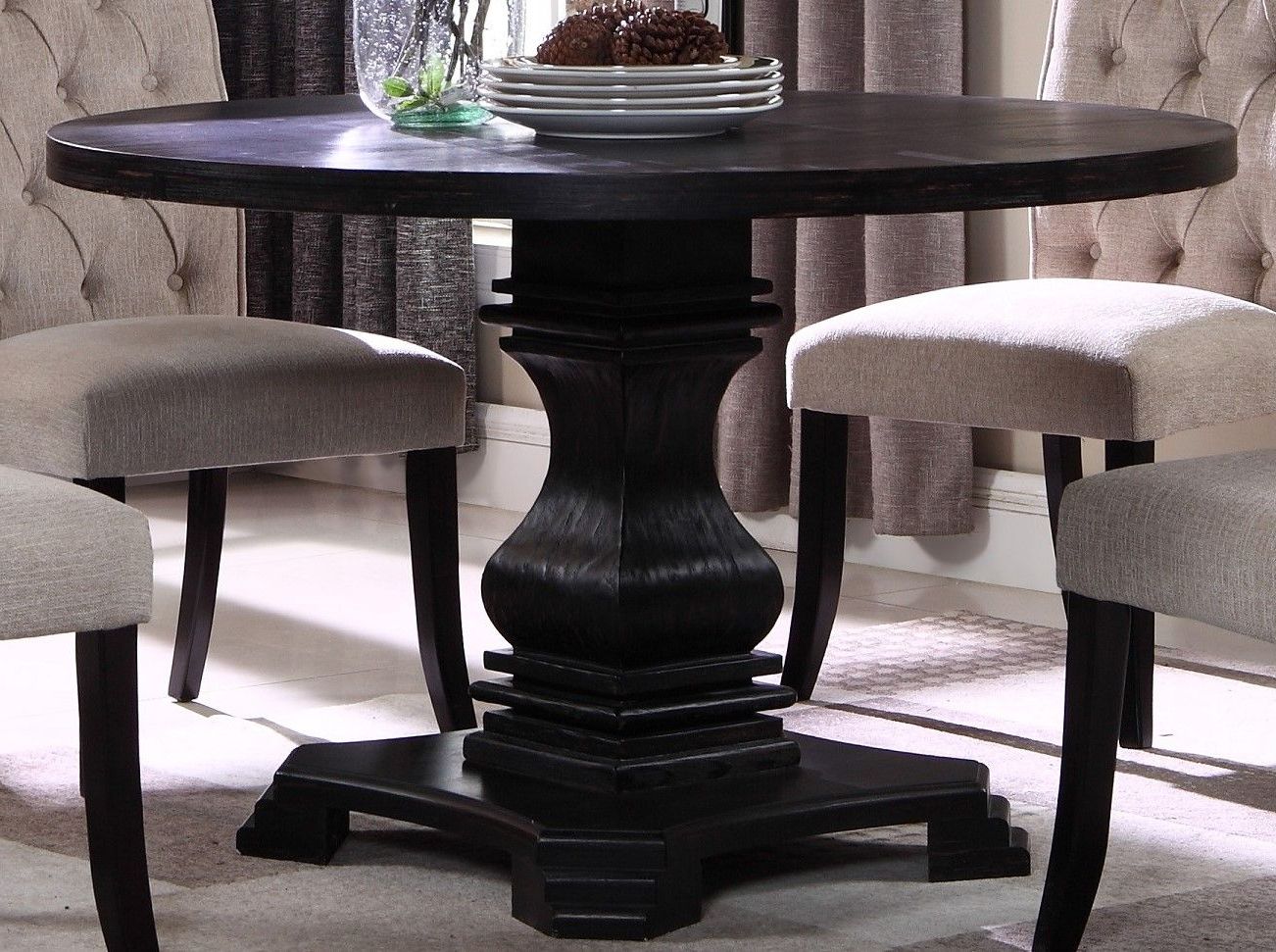 Exeter 48'' Pedestal Dining Tables In Most Recently Released Brookeshire 48" Oversized Round Carved Pedestal Dining (View 8 of 20)