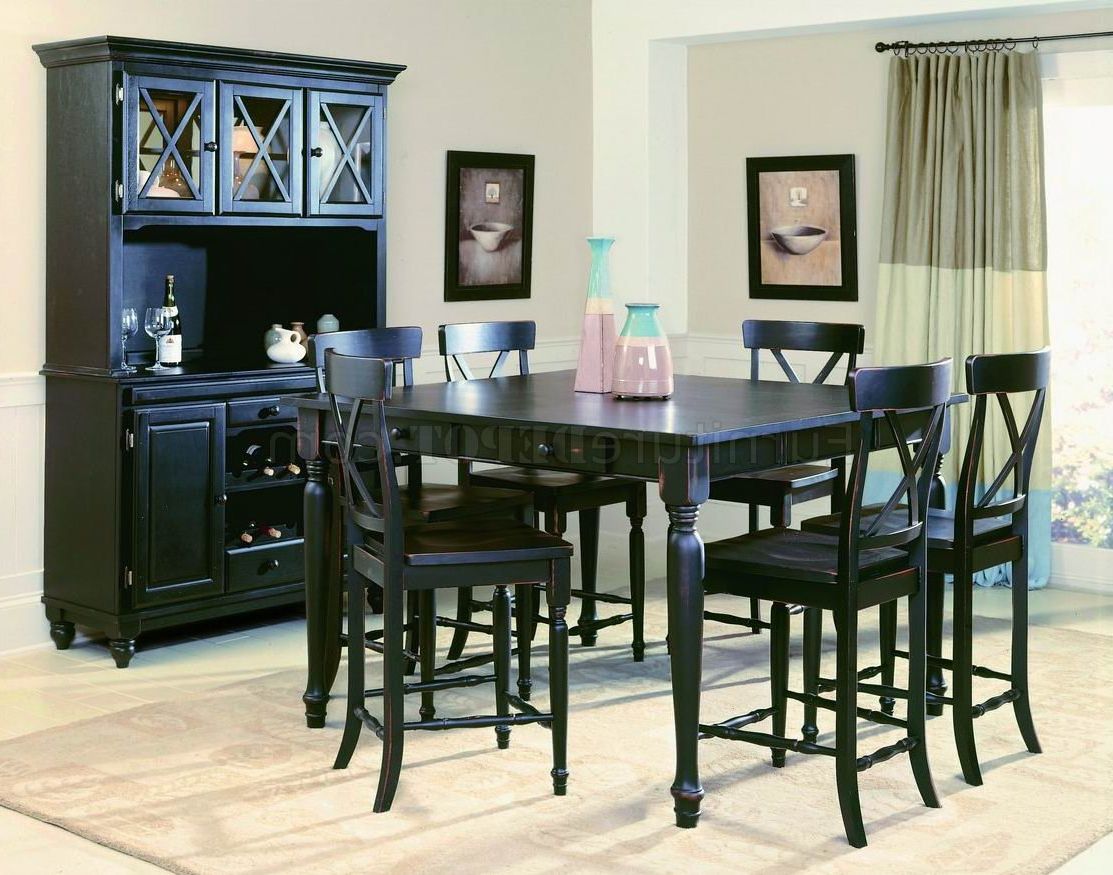 Famous Andrenique Bar Height Dining Tables Inside Black Finish Modern Counter Height Dining Table W/optional (View 12 of 20)
